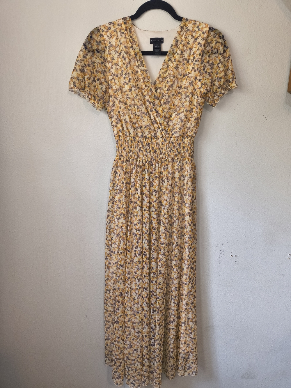 Kate & Lily Floral Smocked Midi Maxi Dress Cottagecore Prairie Size 6